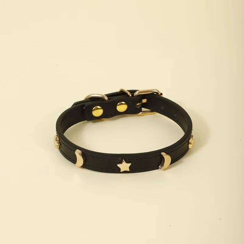 Cute Cat Collar Soft Leather Pet Collars For Small Dog Kitten Puppy Necklace Cats Accessories Star Moon Rivets Decoration XS-M