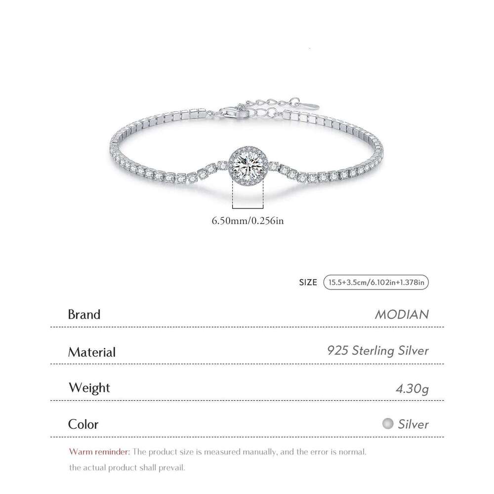 MODIAN 925 Sterling Silver Sparkling Halo Clear Cubic Zirconia Tennis Bracelets Luxury Wedding Engagement Fine Jewelry For Women Z260225
