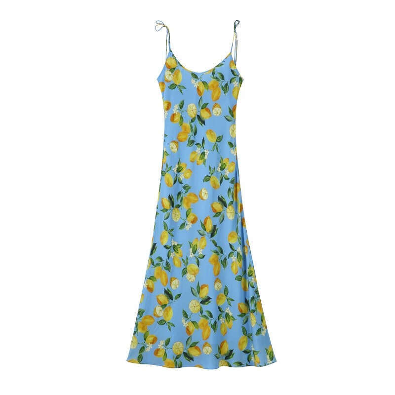 2026 new summer niche design star style oil painting lemon dopamine slim fit mermaid dress