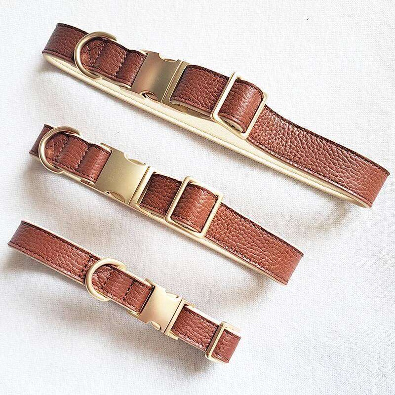 Luxury Rea for Small Dog Breeds with The Finest Genuine Leather Collar That is Stylish Soft DOG COLLAR BROWN