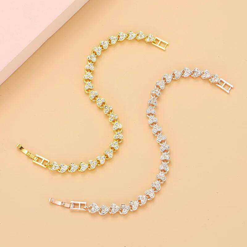 Chain link tennis Roman bracelet, women's zircon crystal diamond-encrusted fashion jewelry, full diamond gold. Z260225