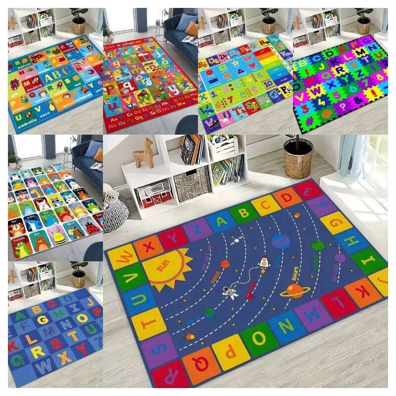 ABC Animal Alphabet Cartoon Early Educatio Kid Crawling Playroom Rug Carpet for Bedroom Living Room Sofa Doormat Decor,Non-slip W260226