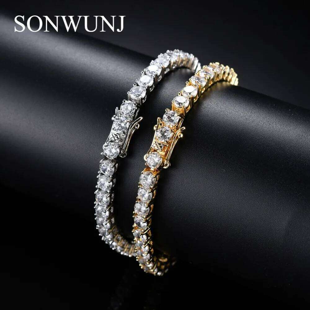 3mm 4mm 5mm High Qulaity Brass AAA Cubic Zirconia Tennis Bracelet CZ stone Chain 1 Row Hip hop Jewelry BB019 Z260225