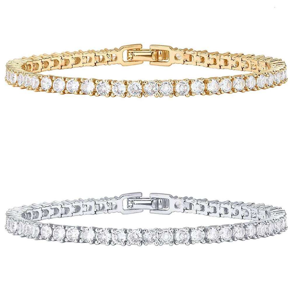 2pcs Simple And Stylish Fully Inlaid Micro-inlaid Water Diamond 3mm Cubic Zirconia Classic Tennis Bracelet Z260225