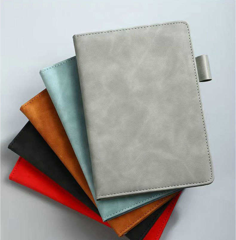 A5 notebook with engraved design and thickened cover for business use, leather-bound diary, simple record book, memo pad X250825