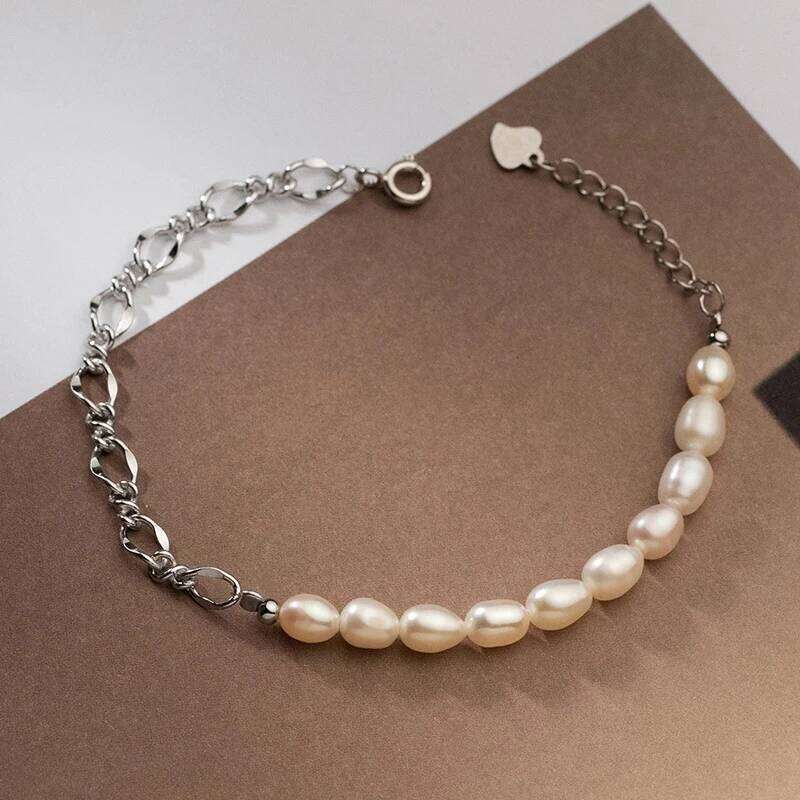 Modian 925 Sterling Silver Baroque Pearl Fashion Bracelet Chain Link For Women Irregular Design Fine Female Jewelry Gifts Z260225