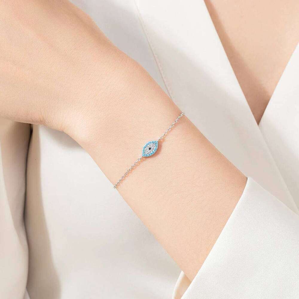 MODIAN Pure 925 Sterling Silver Fashion Natural Turquoise Blue Eyes Bracelet Chain Link For Women Pave Setting CZ Fine Jewelry Z260225