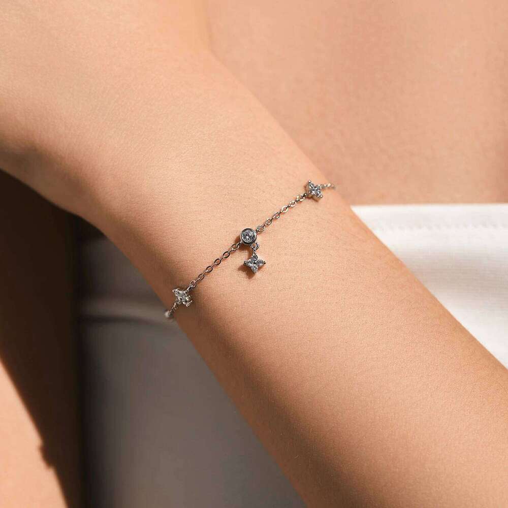 MODIAN Sparkling CZ 925 Sterling Silver Delicate Four Leaf Clover Charm Bracelet For Women Fine Jewelry Vacation Gift Z260225