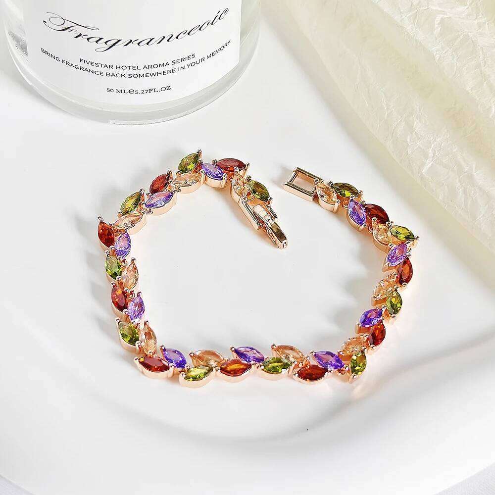 2024 New Trendy Leaves Rose Gold Silver Color Bracelet Bangle for Women Anniversary Gift Jewelry Wholesale Moonso Bulk S5878 Z260225