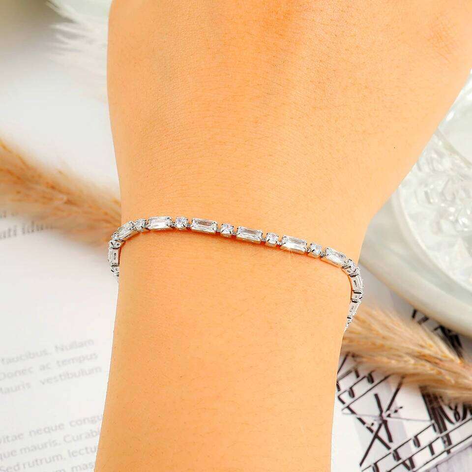 ZAKOL Trendy X Heart Square Zirconia Chain Bracelets For Women Girls Brides Silver Color Crystal Wristlet Jewelry Festival Gifts Z260225