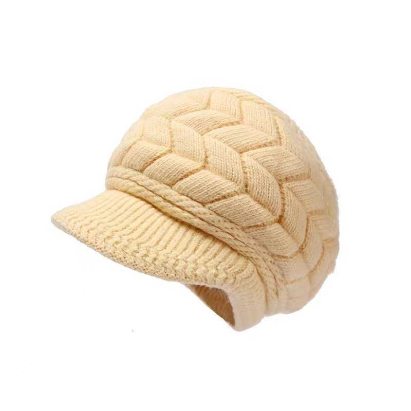 Middle-aged and Elderly Autumn and Winter Warm Knitted Wool Hat with Fleece Korean Fashion Versatile Beret for Women in Winter S260225NJQ6