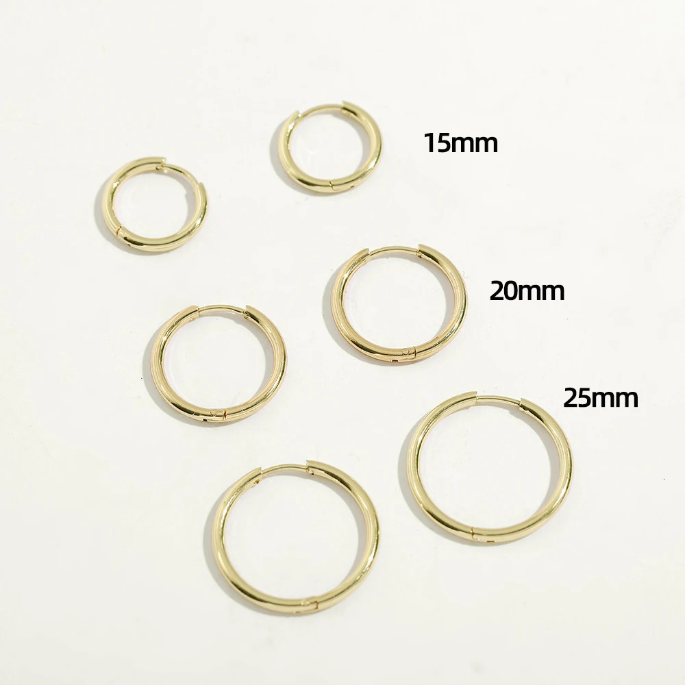 Gold Color Small Hoop Earrings Stainless Steel Circle Round Huggies for Women Men Ear Ring Bone Buckle Fashion Jewelry 25MM 260126