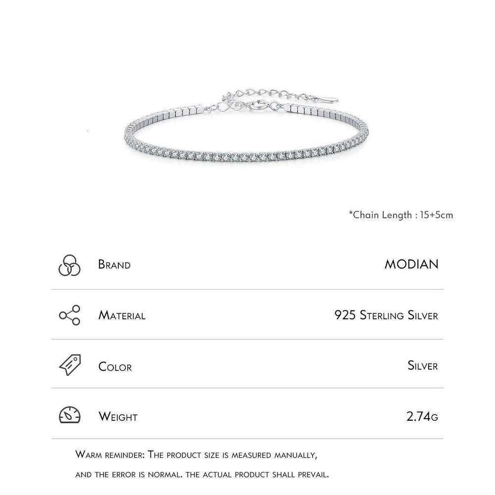 MODIAN 925 Sterling Silver Sparkling Clear CZ Bracelet For Women Wedding Engagement Fine Jewelry Anniversary Wife Mom Gifts Z260225