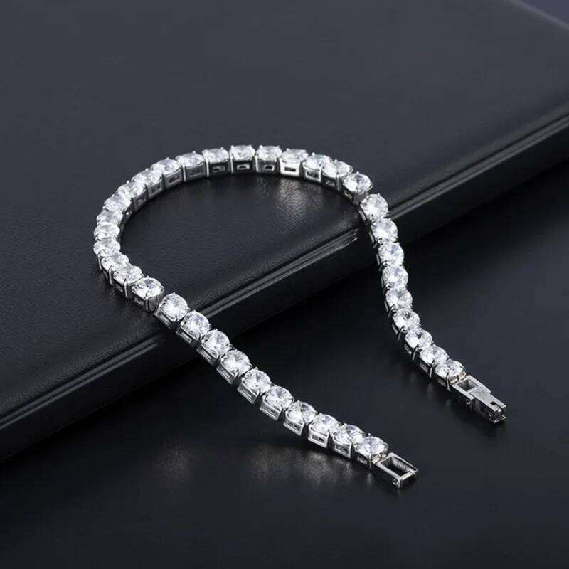 Luxury Hiphop Iced Out 4mm Cubic Zirconia Crystal Tennis Bracelets For Women Men Gold Silver Color Bracelet Chain Jewelry Z260225