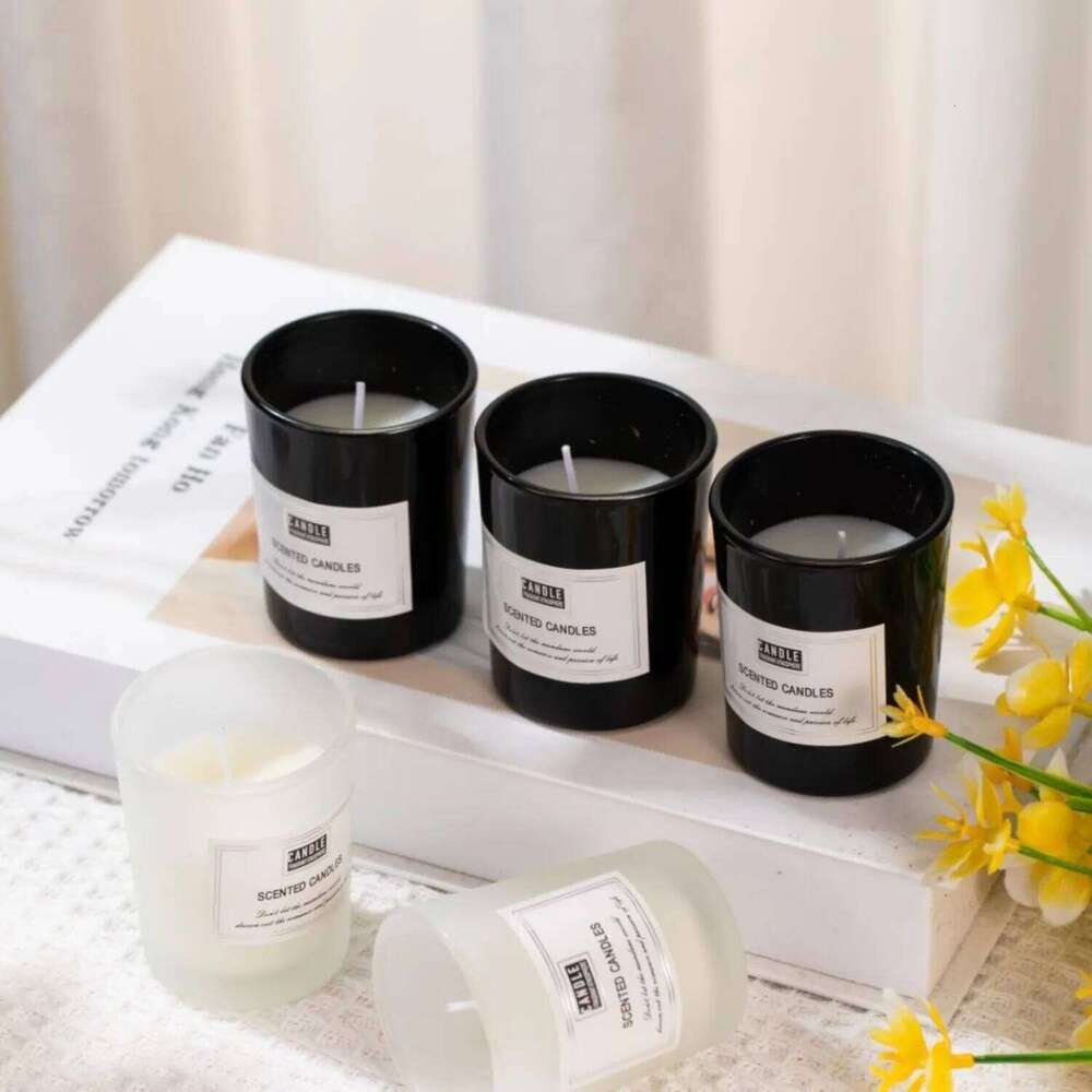 1pc Matte Black Glass Cup - Smokeless Scented Aromatic, Trendy Home Office Decor Cozy Essential Candle W260226