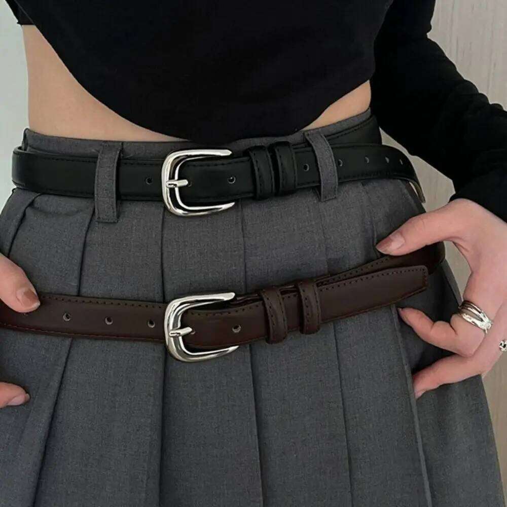Simple Women's PU Leather Versatile Fashion Trendy Waistband Pin Buckle Thin Belt Y260225
