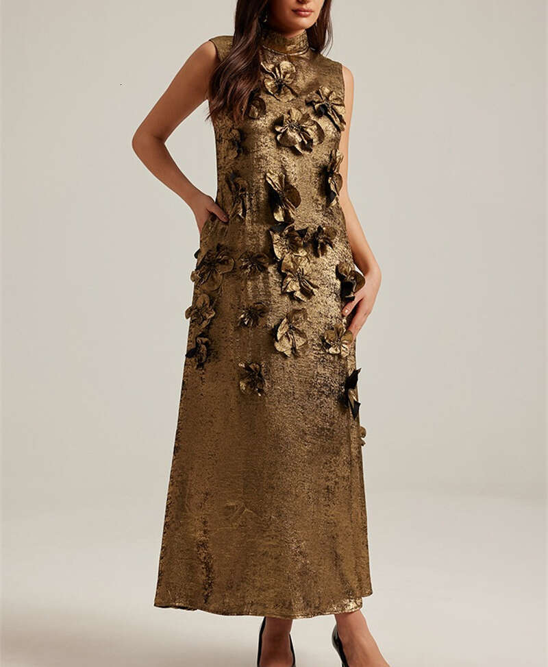 2026 Spring/Summer European and American Fashion Design Three Dimensional Flower Women's Sleeveless Long Skirt