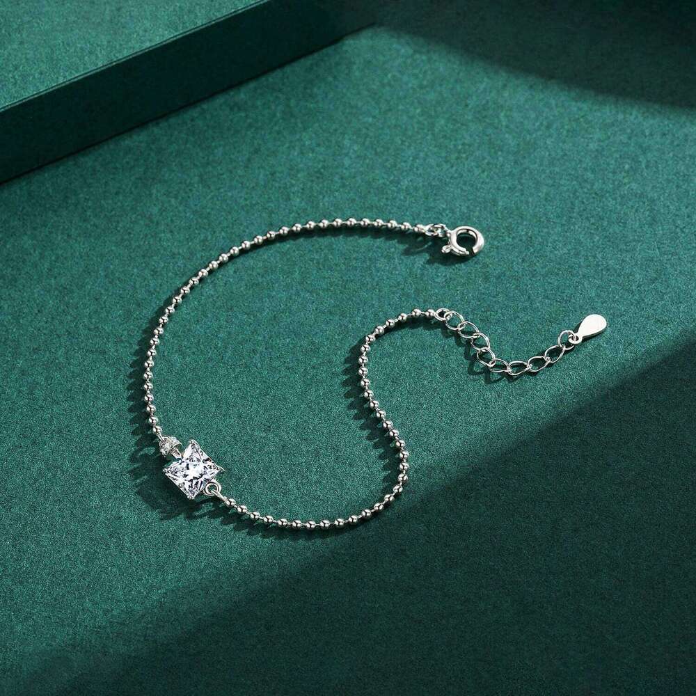 Modian Classic Square Clear CZ Bracelets Solid 925 Sterling Silver Charm Beads Chain Bracelet For Women Wedding Fine Jewelry Z260225