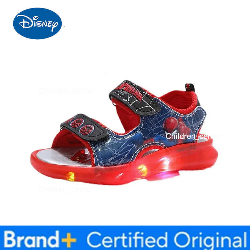 Disney Marvel Boys Girls Spider-Man Princess Led Light Up Luminous Sports Sandals Summer Kids Sandals Non-slip Toddler Shoes L260526