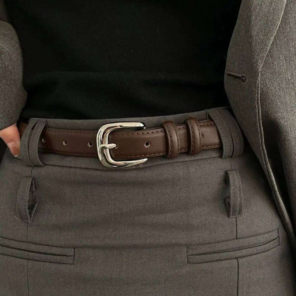 Simple Women's PU Leather Versatile Fashion Trendy Waistband Pin Buckle Thin Belt Y260225