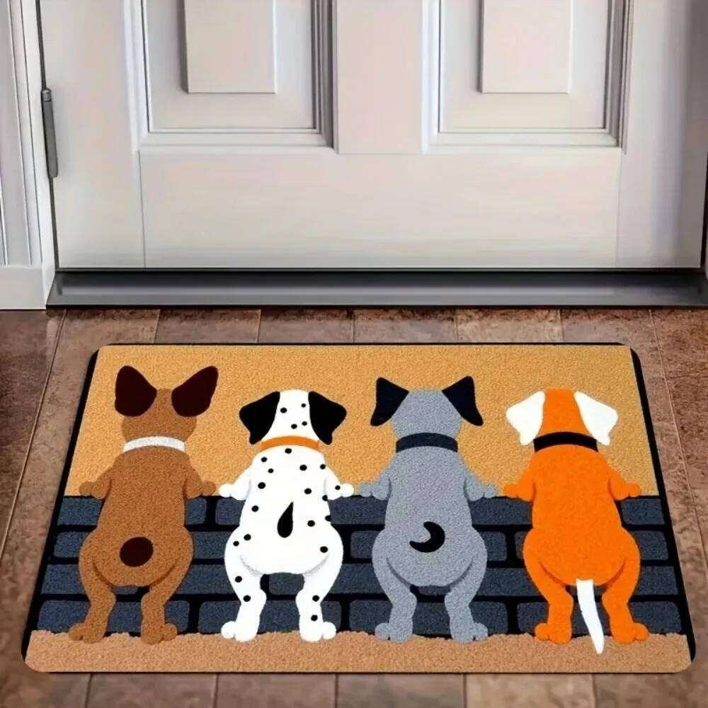 Christmas American-Style Puppy Carpet Entrance Hall And Bathroom, Anti-Slip Warm Floor Mat For Winter Home Decor W260226