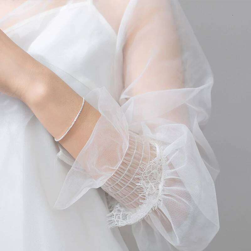 Mocanie Fashion 925 Sterling Silver Simple White Black Color Gypsophila Link Chain Bracelet for Women Men Fine Jewelry Bijoux Z260225