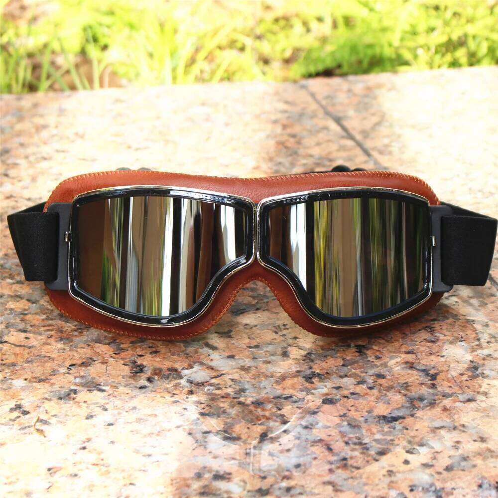 Best Selling Vintage Motorcycle Leather Glasses Cruiser Folding Goggles Newest Sunglasses Motocross Safety Z260225