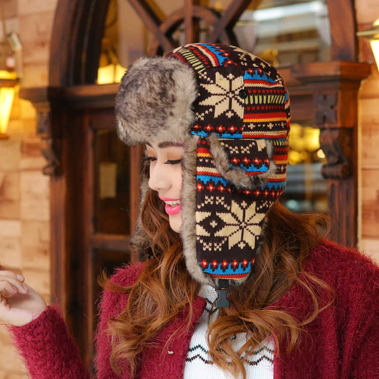 2014 New Trend Korean Colorful Lei Feng Hat Ear Protection Northeast Hat Snowflake Deer Knitted Warm Hat S260225