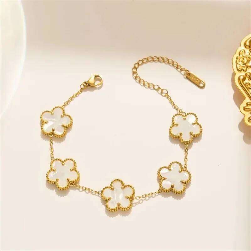 EVISPOL Luxury Stainless Steel for Women Girls Five Leaf Flower Bracelet Clover New Fashion Jewelry Gifts Z260225