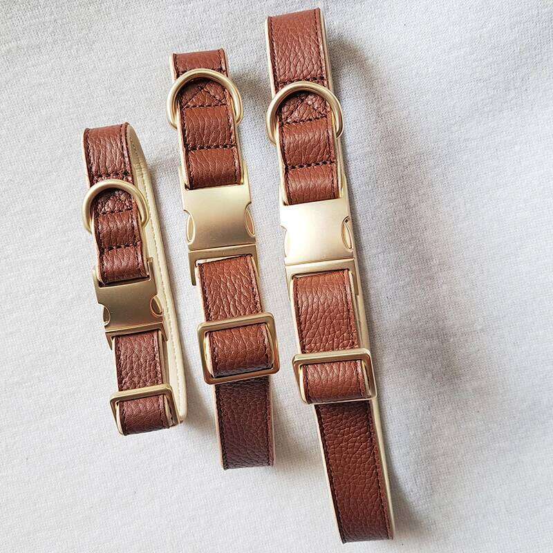 Luxury Rea for Small Dog Breeds with The Finest Genuine Leather Collar That is Stylish Soft DOG COLLAR BROWN