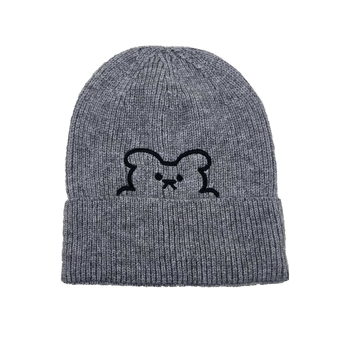Winter bear embroidery cartoon woolen hat versatile warm fashionable pullover beanie knitted hat S260225