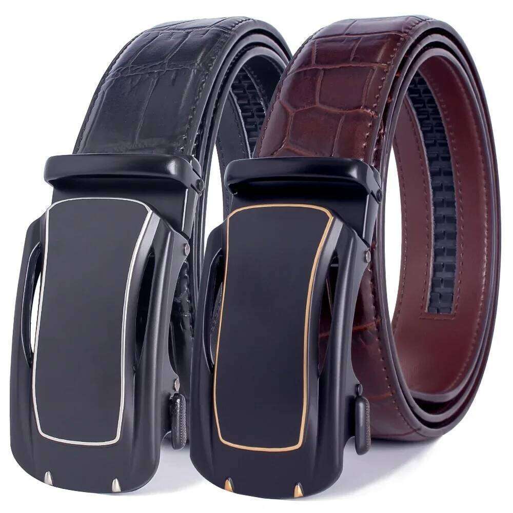 Men Genuine Leather Two-layer Cowhide Belts Automatic High Quality Business Buckle Pants Belt Y260225