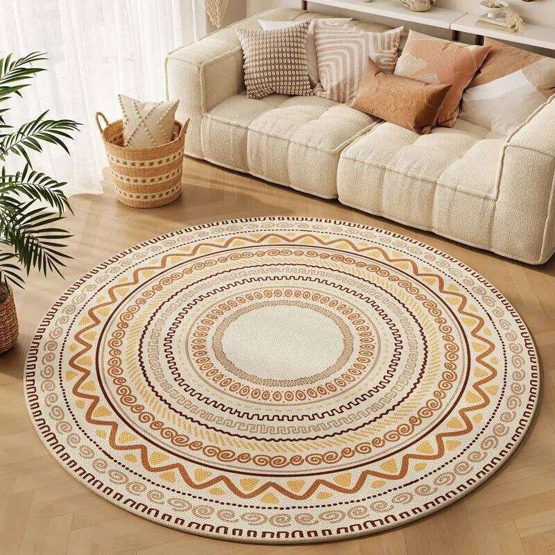 Minimalist Style Round Rug Non-Slip Circle Carpet Living Room Floor Mat for Chair Coffee Table Bedside Decoration So Modern W260226