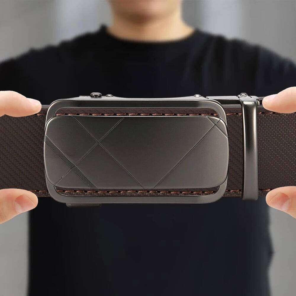 Leather Automatic Buckle Belt Fashion Alloy Belts for Men Business Luxury Designer Clothes Winter Y260225