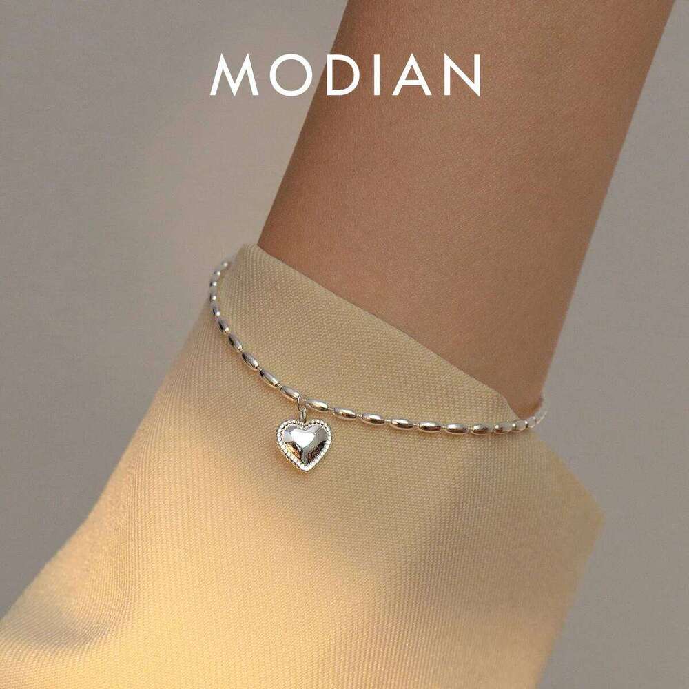 Modian Hight Quality 100% 925 Sterling Silver Heart Bracelet for Women Adjustable Geometric Oval Link Chain Fine Jewelry Bijoux Z260225
