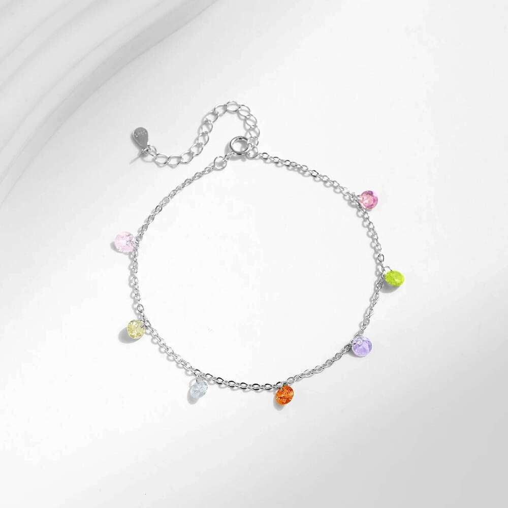 MODIAN Rainbow Colorful Zircon 925 Sterling Silver Fashion Delicate Link Chain Bracelet For Women Girls Fine Jewelry Z260225