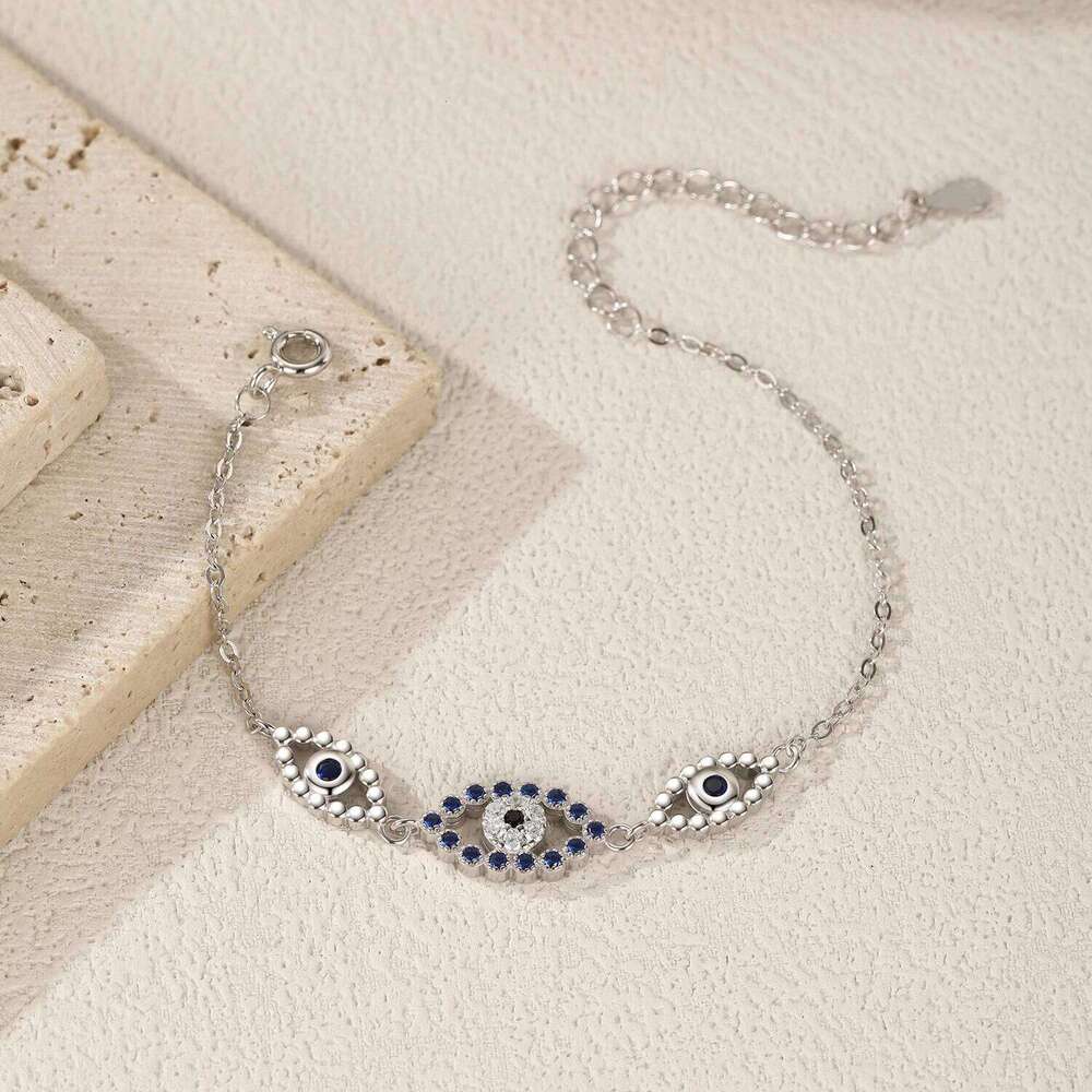 MODIAN 925 Sterling Silver Hollow Blue Zirconia To Eyes Bracelet Fashion Link Chain Bracelets For Women Vacation Jewelry Z260225