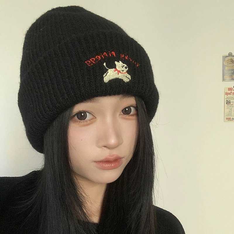New Year Gift Embroidered Knitted Autumn Winter Hat Warm Face-Enhancing Ear Protection Wool Hat Autumn Winter Versatile Cold Hat Korean Style S260225