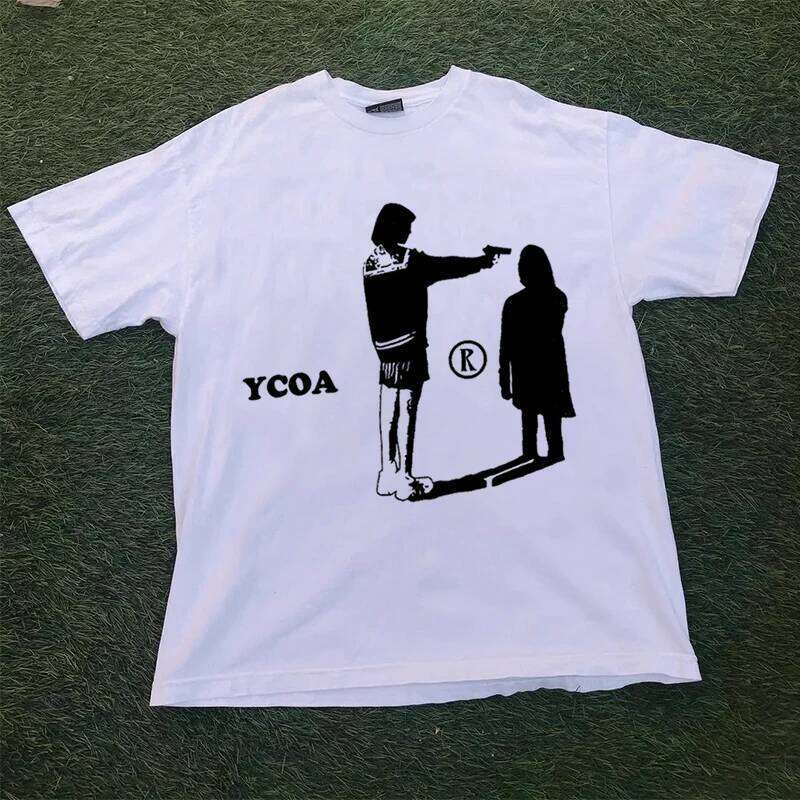 Men T-Shirt Cotton Oversized Graphic Y2k Streetwear Short Sleeve Harajuku Tops Korean Fashion Gothic Grunge Aesthetic Clothing H260225