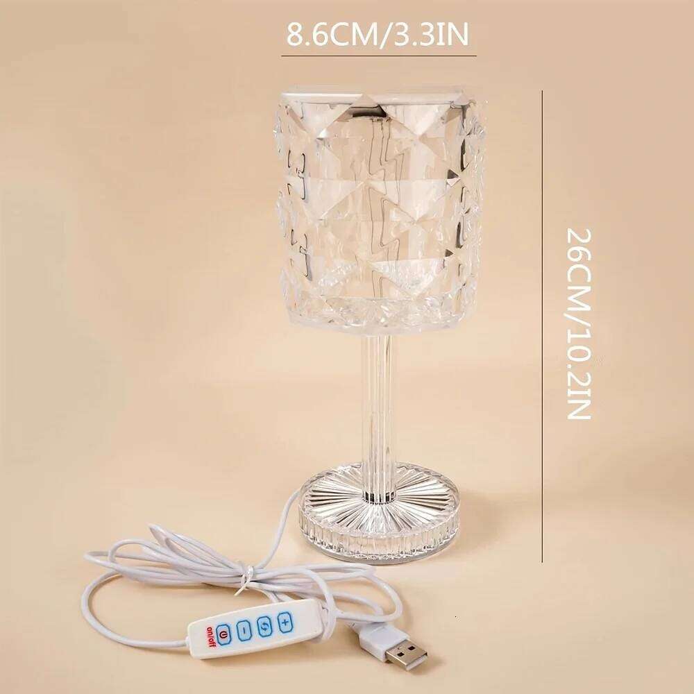 1PC Three color USB Plug Adjustable Romantic Diamond Atmosphere Bedroom Desktop Decorative Crystal Lamp H260225