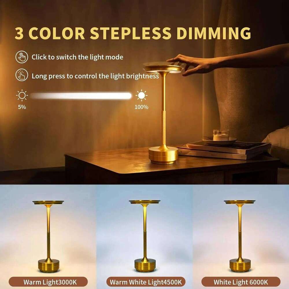 Wierless Simple LED Desk restaurant Bar Table Dimming Atmosphere Retro Portable Charging Touch USB Read Lamp H2602251