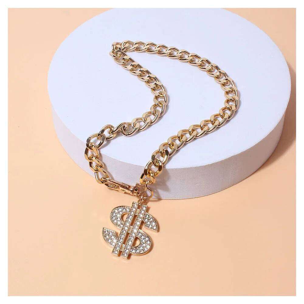 Luxury Dog Collar Necklace for Small Medium Dogs Dollar Sign Pendants Hip Hop Gold/Silver Plated Chain Jewelry Pet Accessories