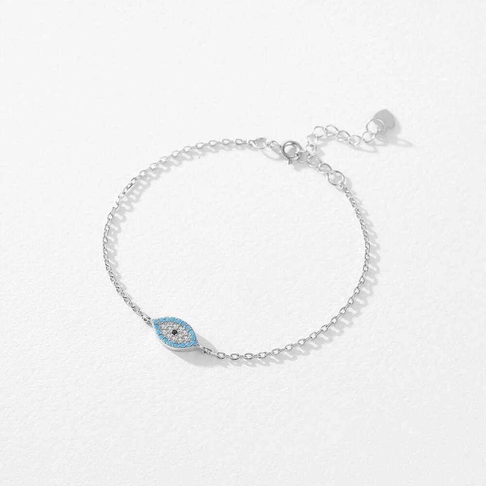 MODIAN Pure 925 Sterling Silver Fashion Natural Turquoise Blue Eyes Bracelet Chain Link For Women Pave Setting CZ Fine Jewelry Z260225