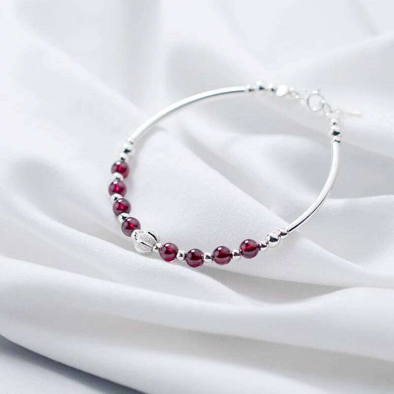 Modian Natural Garnet Little Balls Sterling Silver 925 for Women Link Chain Bracelet Ethnic Style Original Fine Jewelry Z260225