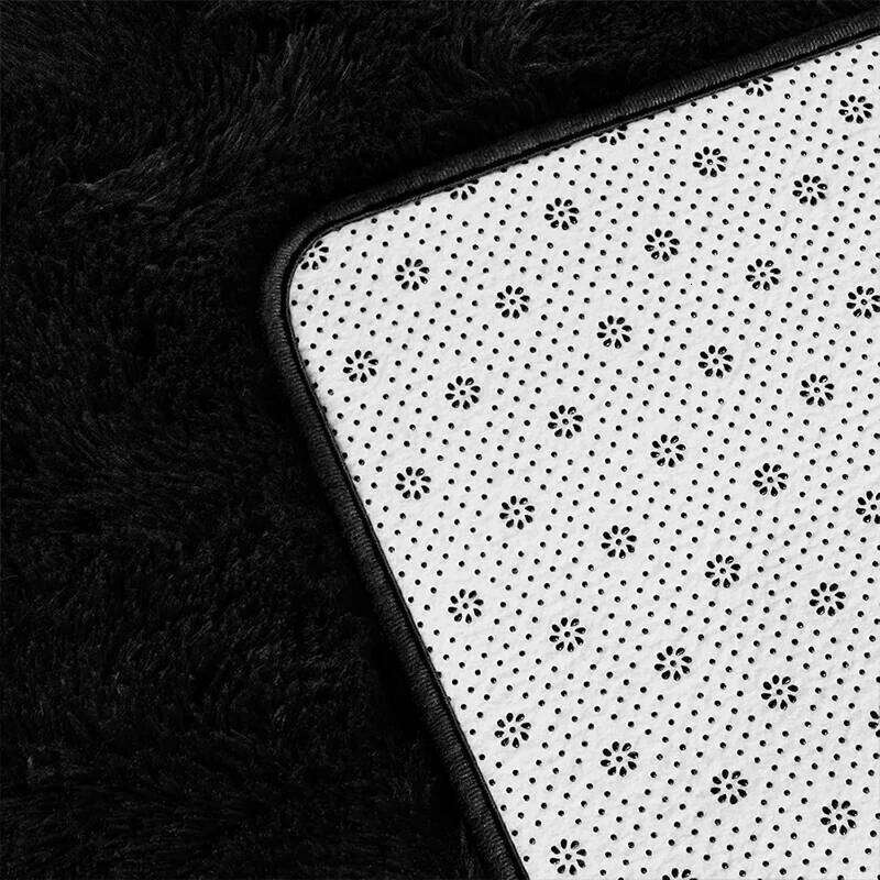 VIKAMA Luxury Black Large Area Plush for Living Room Bedroom Fluffy Carpet,Shaggy Soft Bedside Rug Small Bathroom Floor Mat W260226