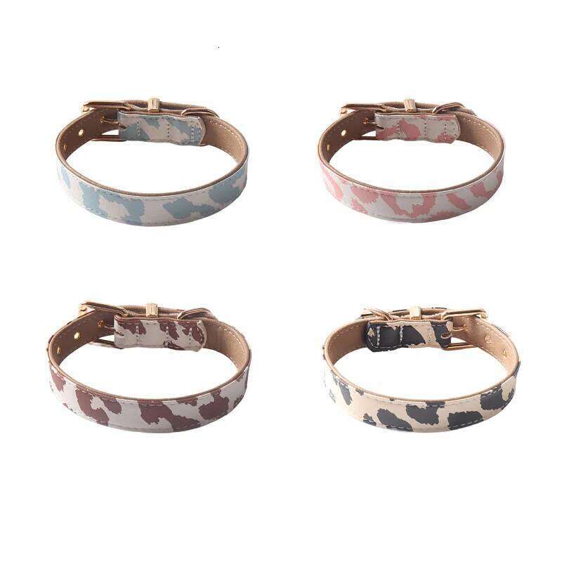Cow Patterned PU Leather Soft Comfortable Adjustable Dog Collar Pet Supplies