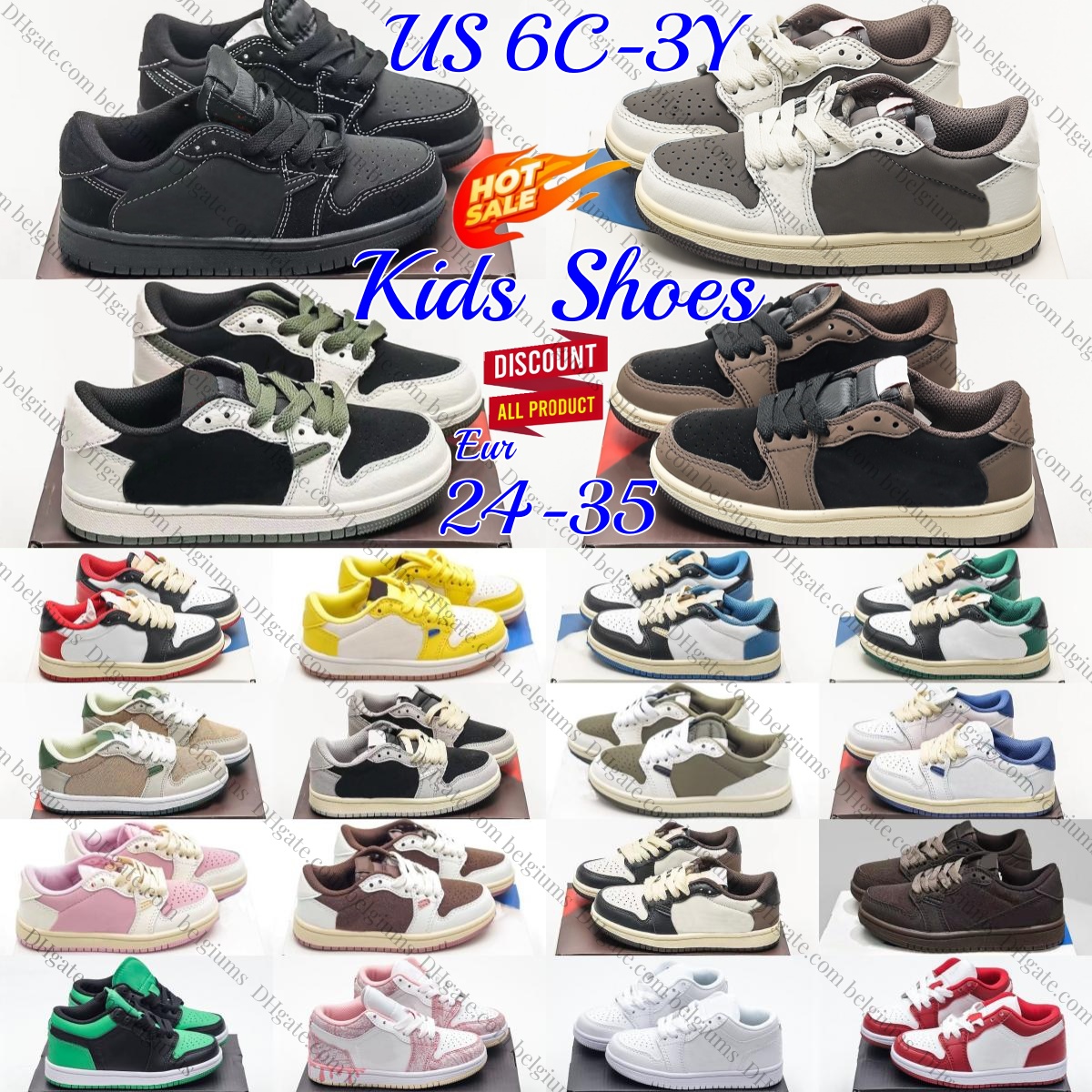 Kids Shoes Low Basketball Designer Sneakers Reverse Mocha baby Trainers Youth Boys Girls Children Toddlers Running Black Olive Fragment Olive Canary Pink Brown Red