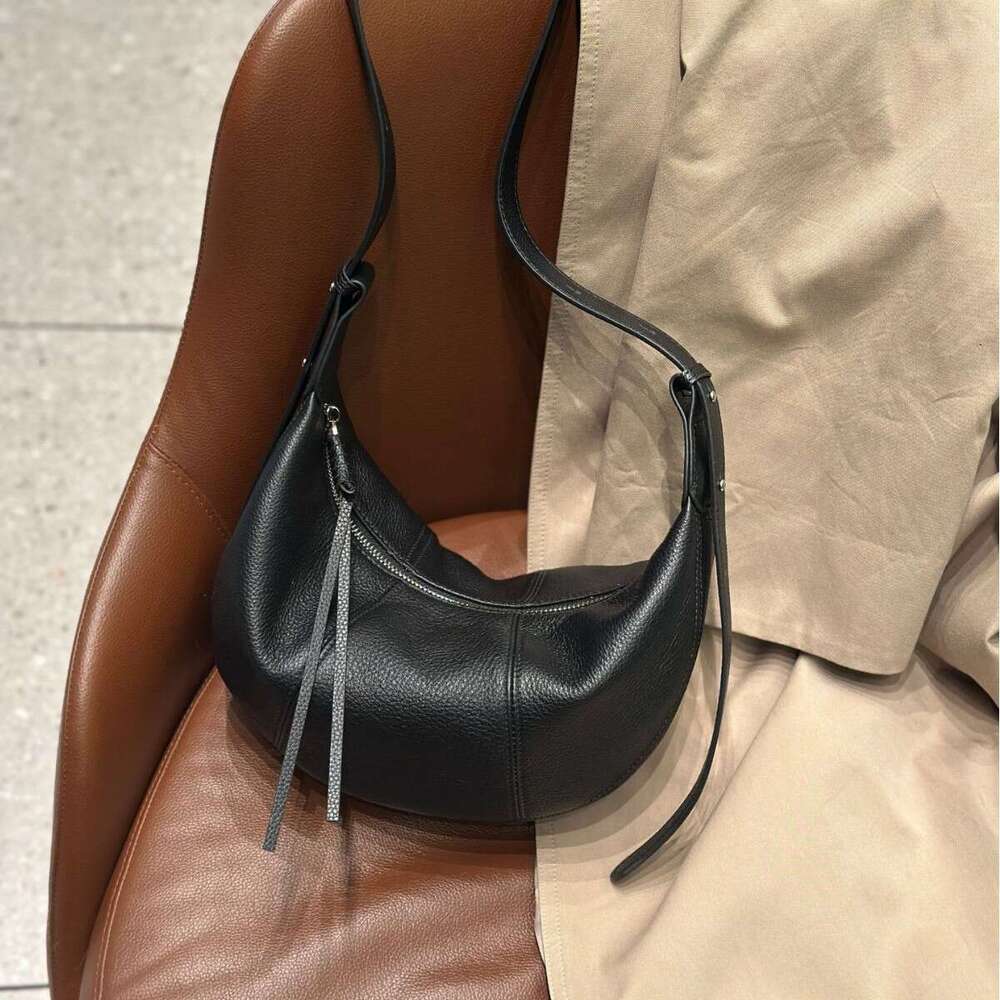 Luxury Shoulder Bags Totes Natural Distressed Top Grain Cowhide Shoulder And Crossbody High End Genuine Underarm Dumpling Bag Soft Leather Simple Wome