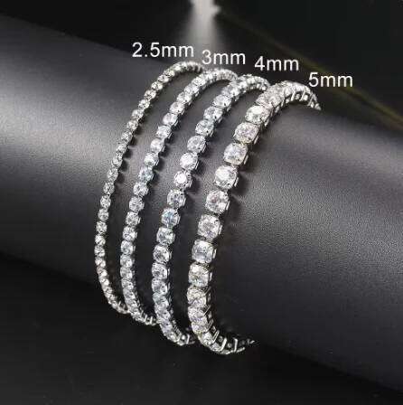 Silver Color 2.5/3/4/5mm Tennis Bracelet for Women Men Dazzling Crystal Hand Chain Wedding Gift Punk Fashion Jewelry S5650 Z260225