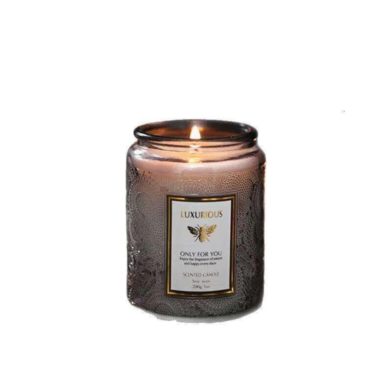 Medium Aromatherapy Candle with Embossed Cup Premium Fragrance Smokeless Soybean Wax Souvenir for Better Sleep W260226